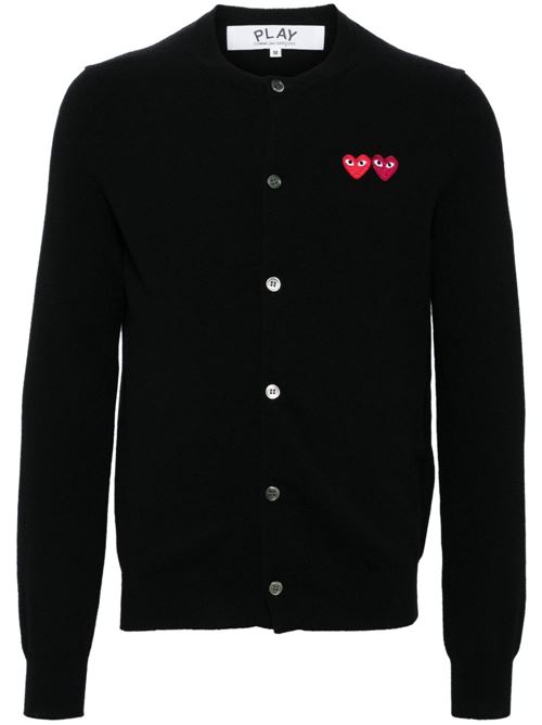 Cardigan with double red heart emblem COMME DES GARÇONS PLAY | AXN0570511BLACK